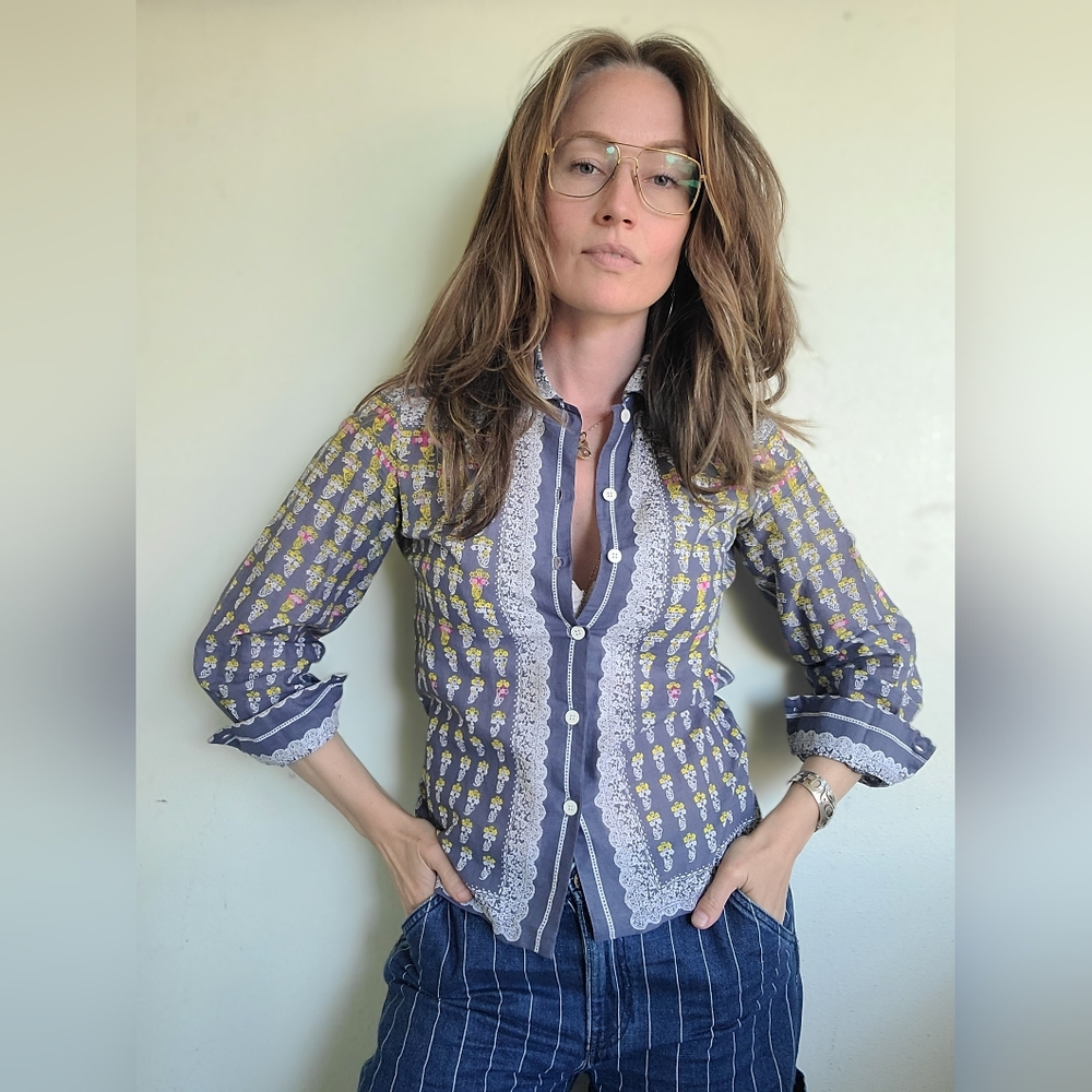 The Raffaello Parisian Vintage Cotton Button Down XS Petite